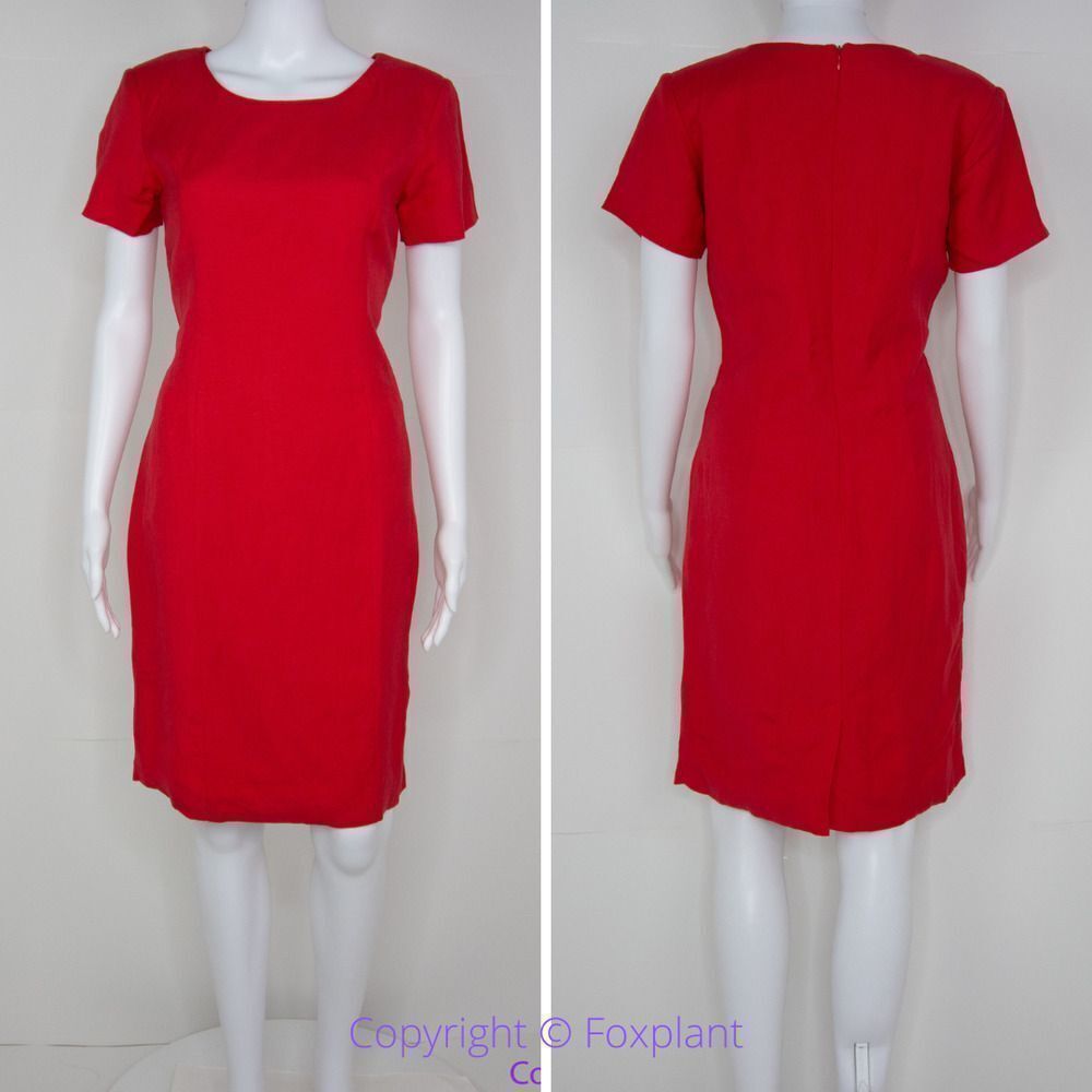 Chadwicks red‎ short sleeve linen blend sheath dress, size 4